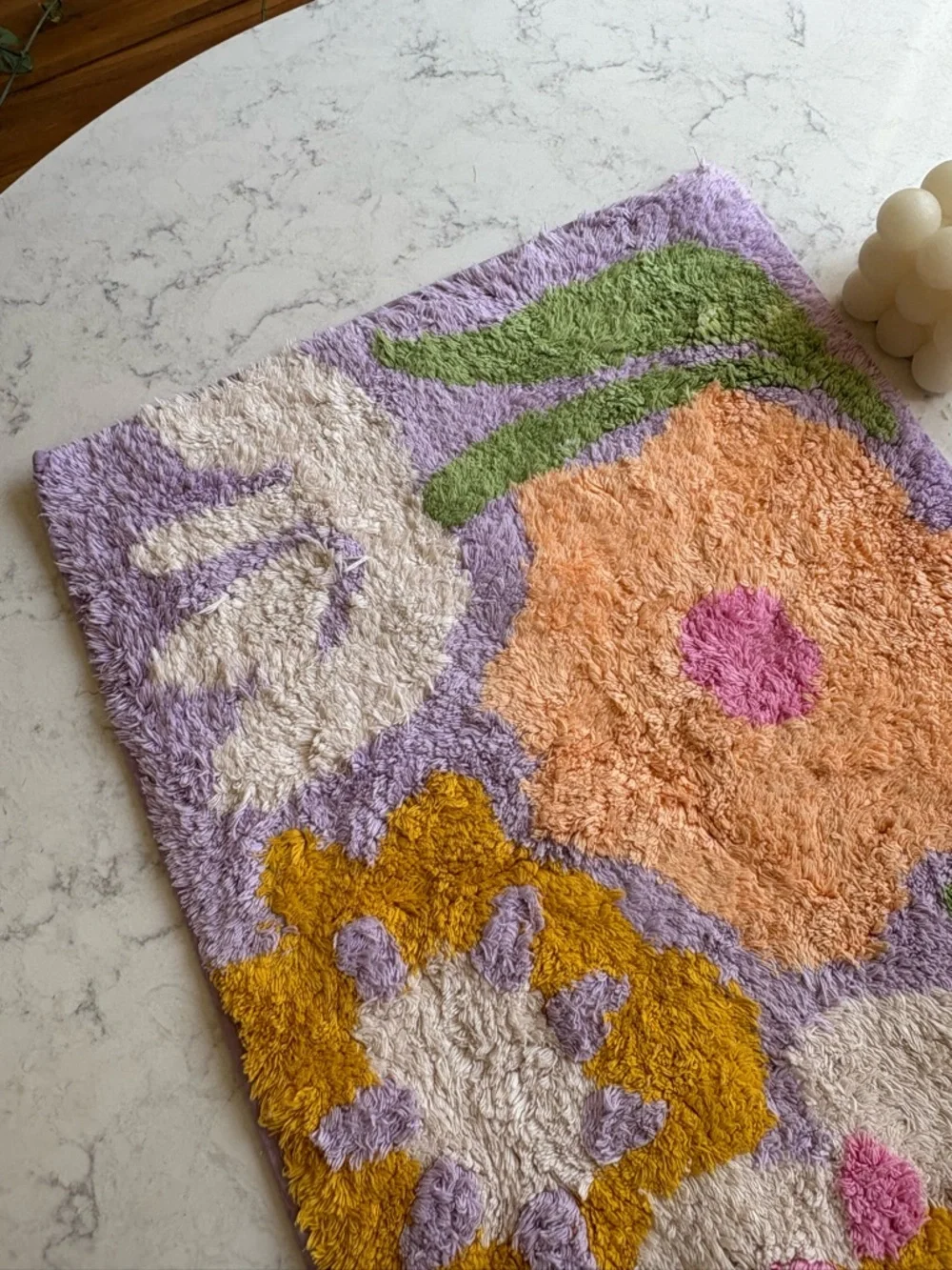 Plush Floral Bath Rug - Lavender, Peach & Mustard